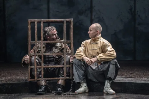 1849 Mark Holgate Kent and Max Revell Fool in King Lear. Photo by Johan Persson