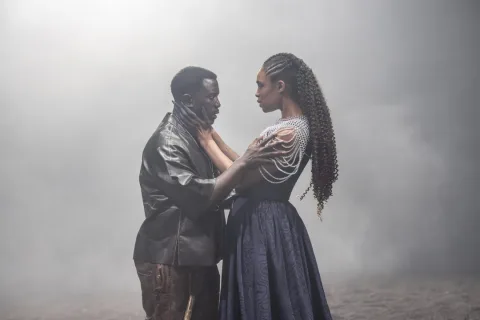 6369 Fode Simbo Edmund and Justina Kehinde Regan in King Lear. Photo by Johan Persson
