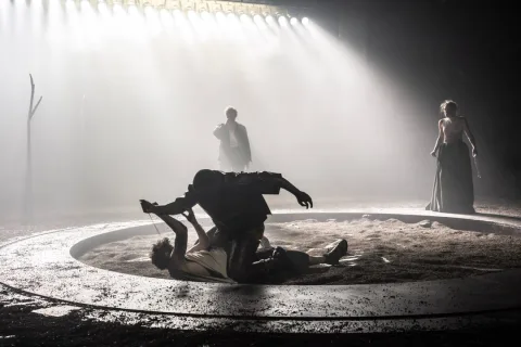 7205 Fode Simbo Edmund and Harry Redding Edgar in King Lear. Photo by Johan Persson